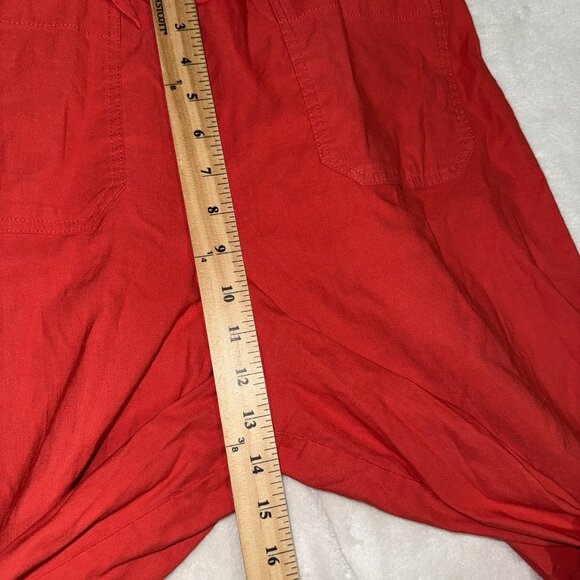 Maeve By Anthropologie Red Short-Sleeve Wrapped-Culotte Wide Leg Jumpsuit Sz 10 - Picture 6 of 9